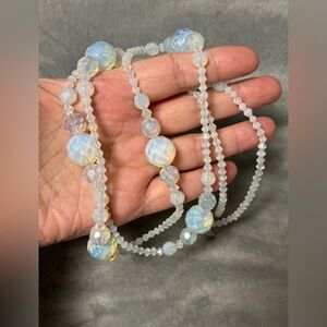 Vintage Aurora Borealis Crystal Beads Necklace